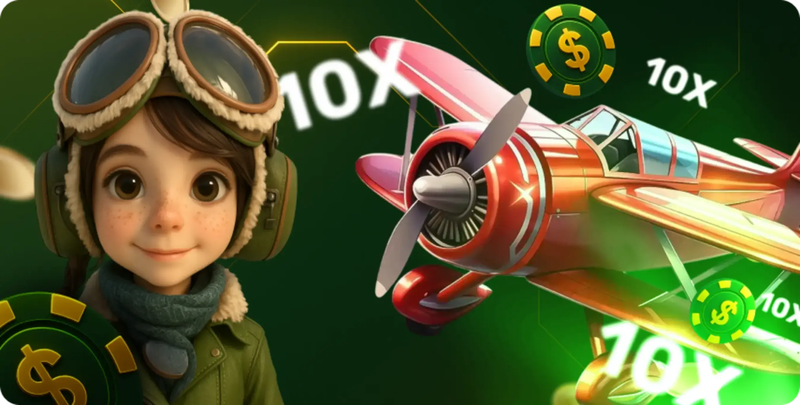 Пилот на фоне самолета и казино фишек